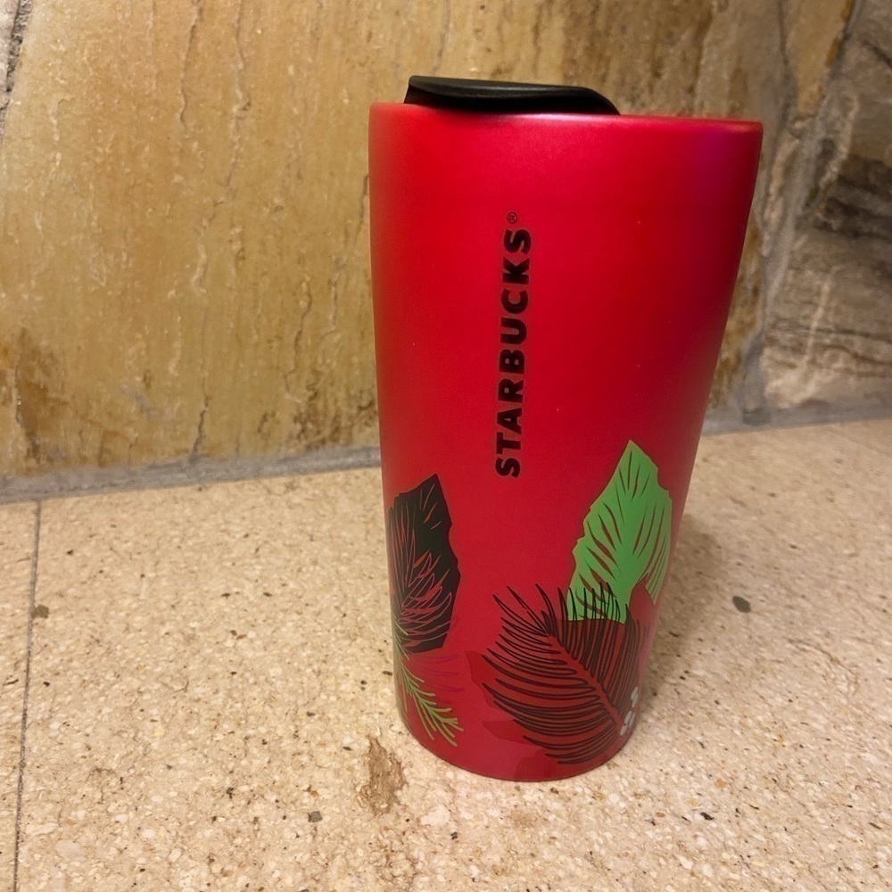 Christmas STARBUCKS holiday pointsettia 12 oz travel mug.in rich red - Picture 12 of 14